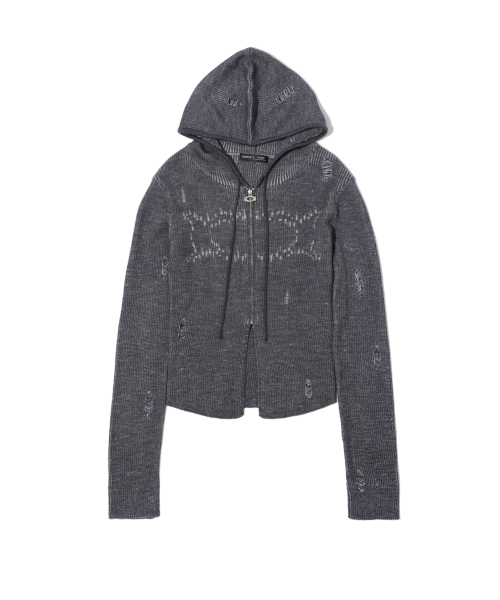 CRITIC（クリティック）の「WORMHOLE HOODIED KNIT(FOR WOMEN) CHARCOAL（ニット/セーター・レディース・その他・FREE）」の2枚目の写真