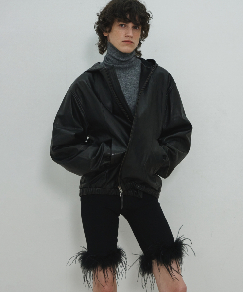 MJ S2 Ostrich Hair Biker Pants / Black