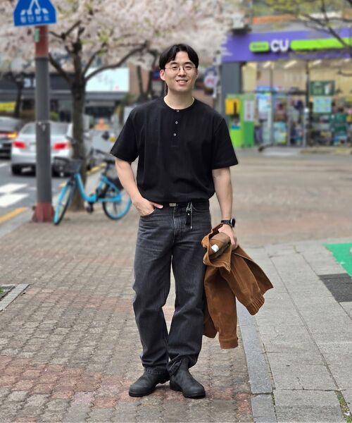 JUAN HOMME(ジュアンオム)の「ヘンリーネックハーフスリーブ(ブラック)(Tシャツ/カットソー・メンズ・その他・SMALL/MEDIUM/LARGE)」の3枚目の写真