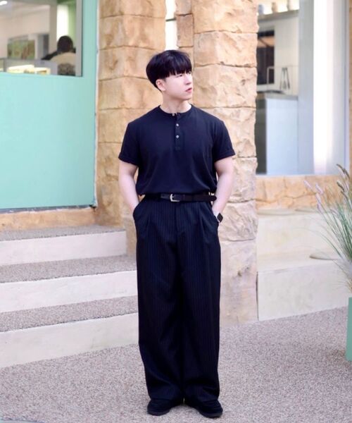 JUAN HOMME(ジュアンオム)の「ヘンリーネックハーフスリーブ(ブラック)(Tシャツ/カットソー・メンズ・その他・SMALL/MEDIUM/LARGE)」の4枚目の写真