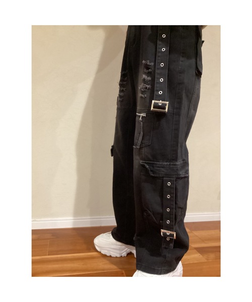 Bling Leads（ブリングリーズ）の「【Blss】【Bling Leads】ダメージ加工カーゴデニムパンツ（デニムパンツ・メンズ・ブラック/ブルー・FREE）」の10枚目の写真