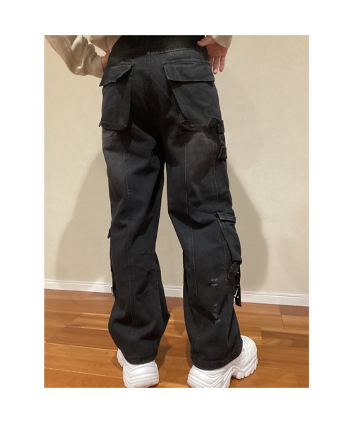 Bling Leads（ブリングリーズ）の「【Blss】【Bling Leads】ダメージ加工カーゴデニムパンツ（デニムパンツ・メンズ・ブラック/ブルー・FREE）」の9枚目の写真