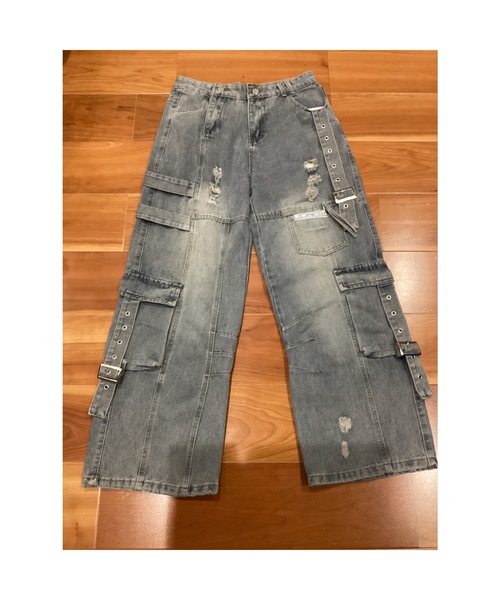 Bling Leads（ブリングリーズ）の「【Blss】【Bling Leads】ダメージ加工カーゴデニムパンツ（デニムパンツ・メンズ・ブラック/ブルー・FREE）」の3枚目の写真