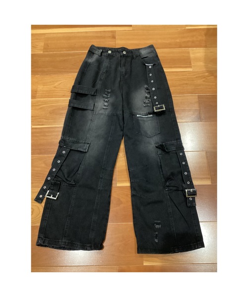 Bling Leads（ブリングリーズ）の「【Blss】【Bling Leads】ダメージ加工カーゴデニムパンツ（デニムパンツ・メンズ・ブラック/ブルー・FREE）」の13枚目の写真