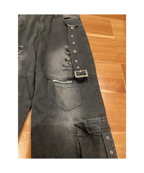 Bling Leads（ブリングリーズ）の「【Blss】【Bling Leads】ダメージ加工カーゴデニムパンツ（デニムパンツ・メンズ・ブラック/ブルー・FREE）」の12枚目の写真