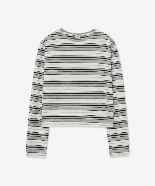 YALE(イェール)の「マルチストライプクロップロングスリーブ_グレー(Tシャツ/カットソー・レディース・その他・SMALL/MEDIUM)」の1枚目の写真