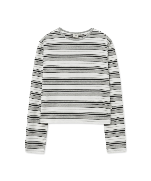 YALE(イェール)の「マルチストライプクロップロングスリーブ_グレー(Tシャツ/カットソー・レディース・その他・SMALL/MEDIUM)」の2枚目の写真