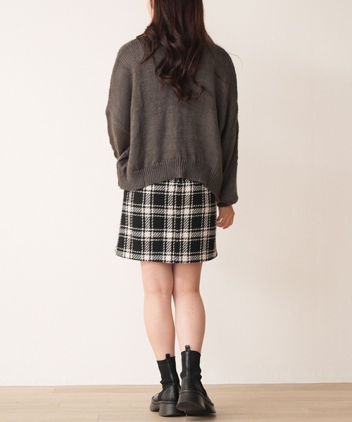 Nohea(ノヘア)の「ロービングチェックツィード BC-ZIP Aラインスカート 50cm丈(スカート・レディース・オフホワイト/ブラック・L/M)」の10枚目の写真