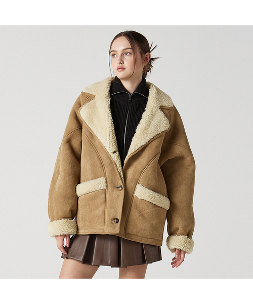 スエードムートンジャケットベージュ