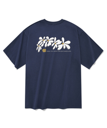 フラワリー半袖Tシャツネイビー