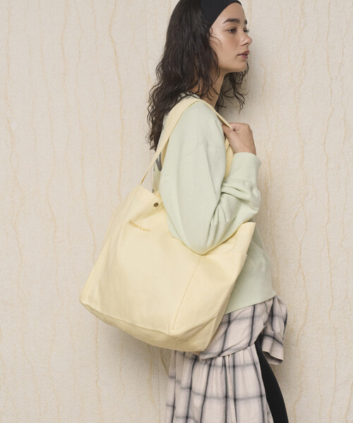 AMERICANA（アメリカーナ）の「Americana × Firsthand/アメリカーナ 別注 エンブロイダリー トート M / サイドポケット付き トートバッグ / A4収納可能（トートバッグ・レディース・ブルーグリーン/ダークブラウン/ピンク/レモンイエロー・FREE）」の10枚目の写真
