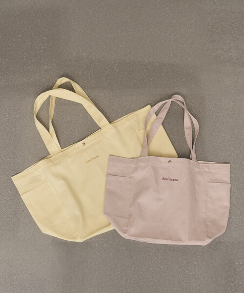 AMERICANA（アメリカーナ）の「Americana × Firsthand/アメリカーナ 別注 エンブロイダリー トート M / サイドポケット付き トートバッグ / A4収納可能（トートバッグ・レディース・ブルーグリーン/ダークブラウン/ピンク/レモンイエロー・FREE）」の11枚目の写真