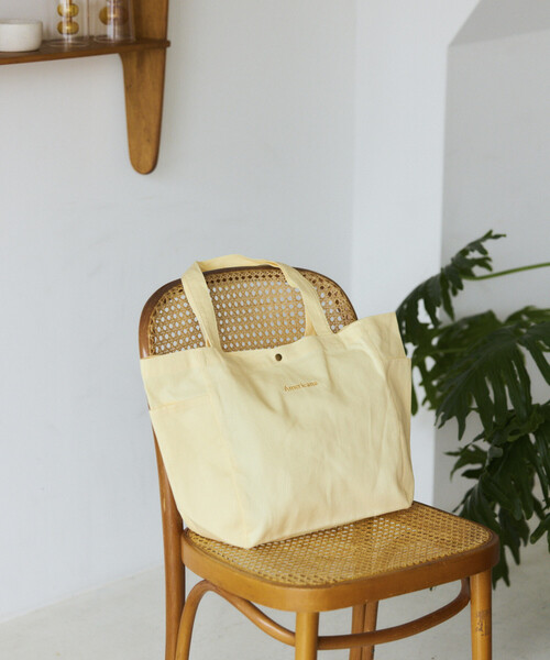 AMERICANA（アメリカーナ）の「Americana × Firsthand/アメリカーナ 別注 エンブロイダリー トート M / サイドポケット付き トートバッグ / A4収納可能（トートバッグ・レディース・ブルーグリーン/ダークブラウン/ピンク/レモンイエロー・FREE）」の20枚目の写真