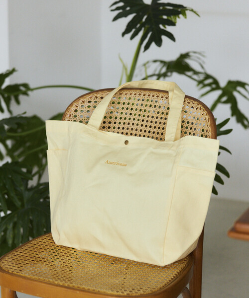 AMERICANA（アメリカーナ）の「Americana × Firsthand/アメリカーナ 別注 エンブロイダリー トート M / サイドポケット付き トートバッグ / A4収納可能（トートバッグ・レディース・ブルーグリーン/ダークブラウン/ピンク/レモンイエロー・FREE）」の19枚目の写真