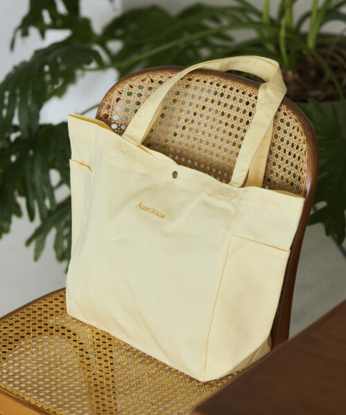 AMERICANA（アメリカーナ）の「Americana × Firsthand/アメリカーナ 別注 エンブロイダリー トート M / サイドポケット付き トートバッグ / A4収納可能（トートバッグ・レディース・ブルーグリーン/ダークブラウン/ピンク/レモンイエロー・FREE）」の17枚目の写真