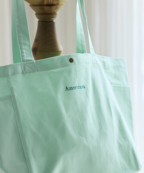 AMERICANA(アメリカーナ)の「Americana × Firsthand/アメリカーナ 別注 エンブロイダリー トート M / サイドポケット付き トートバッグ / A4収納可能(トートバッグ・レディース・ブルーグリーン/ダークブラウン/ピンク/レモンイエロー・FREE)」の22枚目の写真