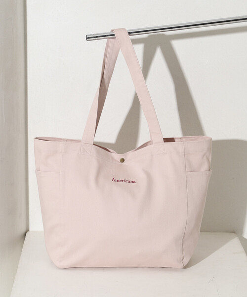 AMERICANA(アメリカーナ)の「Americana × Firsthand/アメリカーナ 別注 エンブロイダリー トート M / サイドポケット付き トートバッグ / A4収納可能(トートバッグ・レディース・ブルーグリーン/ダークブラウン/ピンク/レモンイエロー・FREE)」の10枚目の写真