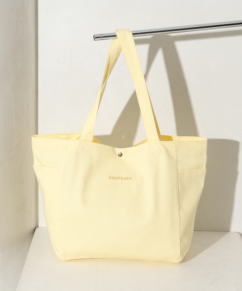 AMERICANA(アメリカーナ)の「Americana × Firsthand/アメリカーナ 別注 エンブロイダリー トート M / サイドポケット付き トートバッグ / A4収納可能(トートバッグ・レディース・ブルーグリーン/ダークブラウン/ピンク/レモンイエロー・FREE)」の11枚目の写真