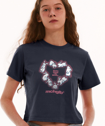 ハートラビットクロップTシャツ(ネイビー)