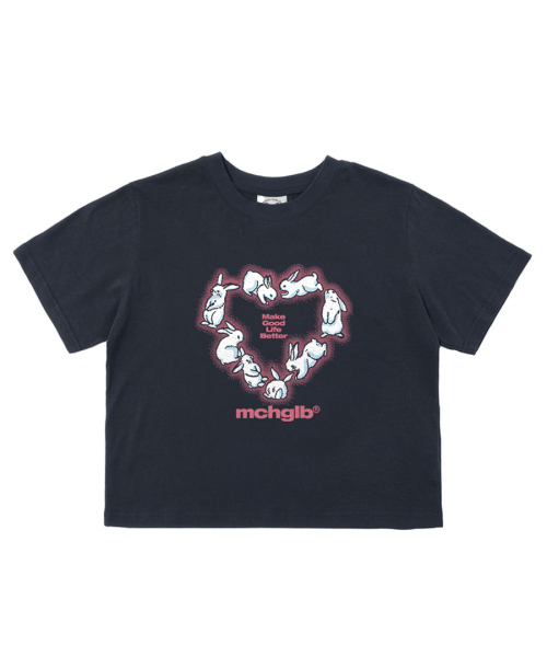 MATCHGLOBE(マッチグローブ)の「ハートラビットクロップTシャツ(ネイビー)(Tシャツ/カットソー・レディース・その他・FREE)」の2枚目の写真