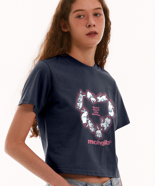 MATCHGLOBE(マッチグローブ)の「ハートラビットクロップTシャツ(ネイビー)(Tシャツ/カットソー・レディース・その他・FREE)」の6枚目の写真