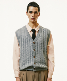 S SY（エスエスワイ）の「サンデーケーブルニットベストカーディガングレー（ニット/セーター）」