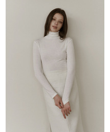 cream back line point pola t-shirt