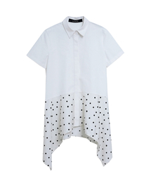 REHEAT（リヒート）の「Cat Dot Flare Shirt_White（シャツ/ブラウス）」
