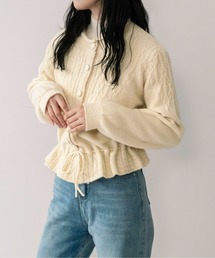 on:nue | 【on:nue】[着用動画あり！] ケーブル編みペプラムショートカーディガン(カーディガン/ボレロ)