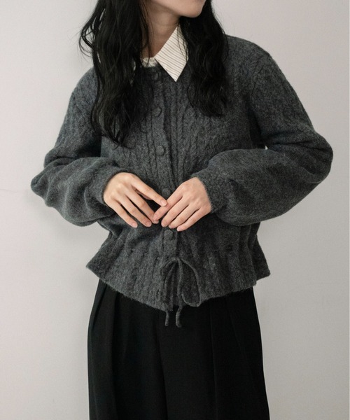 on:nue（オンニュ）の「【on:nue】[着用動画あり！] ケーブル編みペプラムショートカーディガン（カーディガン/ボレロ・レディース・ブラウン/グレー/アイボリー・FREE）」の19枚目の写真