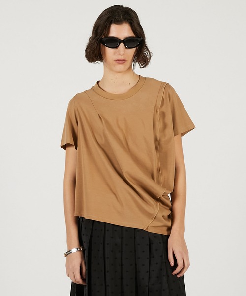 PRANK PROJECT（プランクプロジェクト）の「【2026Spring Pre-Order】ハーフスリーブドレストップ / Foodie Drape Tee（Tシャツ/カットソー・レディース・ブラック/ホワイト/キャメル・FREE）」の16枚目の写真