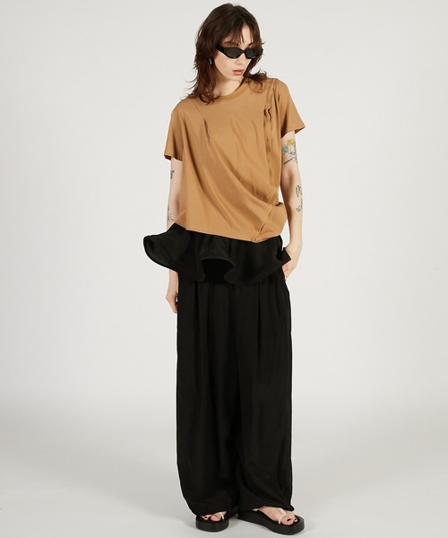 PRANK PROJECT（プランクプロジェクト）の「【2026Spring Pre-Order】ハーフスリーブドレストップ / Foodie Drape Tee（Tシャツ/カットソー・レディース・ブラック/ホワイト/キャメル・FREE）」の6枚目の写真