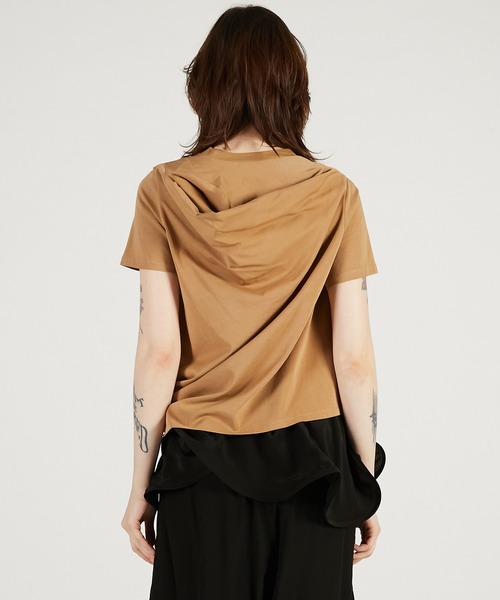 PRANK PROJECT（プランクプロジェクト）の「【2026Spring Pre-Order】ハーフスリーブドレストップ / Foodie Drape Tee（Tシャツ/カットソー・レディース・ブラック/ホワイト/キャメル・FREE）」の19枚目の写真