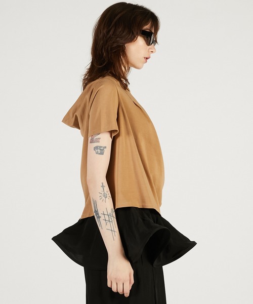 PRANK PROJECT（プランクプロジェクト）の「【2026Spring Pre-Order】ハーフスリーブドレストップ / Foodie Drape Tee（Tシャツ/カットソー・レディース・ブラック/ホワイト/キャメル・FREE）」の20枚目の写真