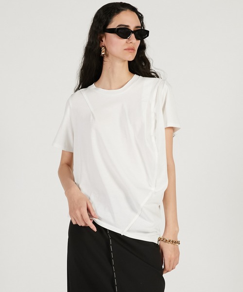 PRANK PROJECT（プランクプロジェクト）の「【2026Spring Pre-Order】ハーフスリーブドレストップ / Foodie Drape Tee（Tシャツ/カットソー・レディース・ブラック/ホワイト/キャメル・FREE）」の8枚目の写真