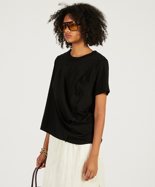 PRANK PROJECT（プランクプロジェクト）の「【2026Spring Pre-Order】ハーフスリーブドレストップ / Foodie Drape Tee（Tシャツ/カットソー・レディース・ブラック/ホワイト/キャメル・FREE）」の13枚目の写真