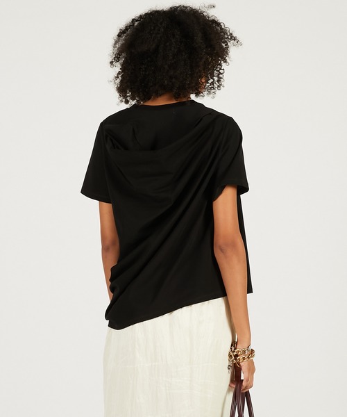 PRANK PROJECT（プランクプロジェクト）の「【2026Spring Pre-Order】ハーフスリーブドレストップ / Foodie Drape Tee（Tシャツ/カットソー・レディース・ブラック/ホワイト/キャメル・FREE）」の14枚目の写真