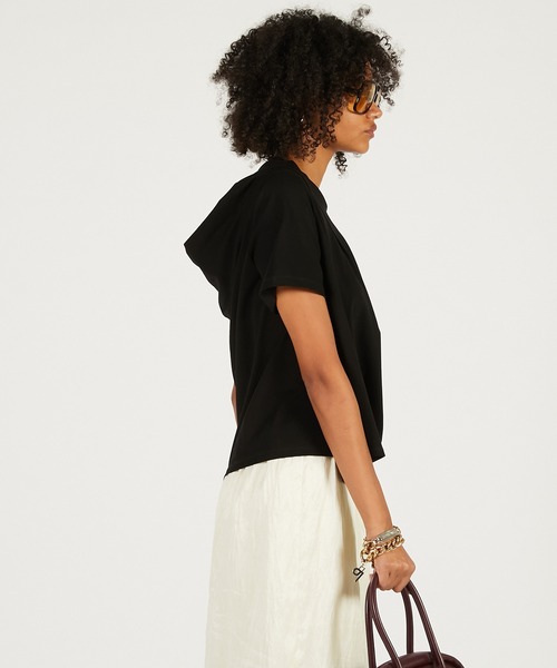 PRANK PROJECT（プランクプロジェクト）の「【2026Spring Pre-Order】ハーフスリーブドレストップ / Foodie Drape Tee（Tシャツ/カットソー・レディース・ブラック/ホワイト/キャメル・FREE）」の15枚目の写真