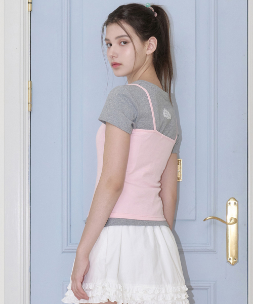 ALKI ALKA(アルキアルカ)の「Lace Trim Sleeveless (Pink)(Tシャツ/カットソー・レディース・ピンク・FREE)」の4枚目の写真