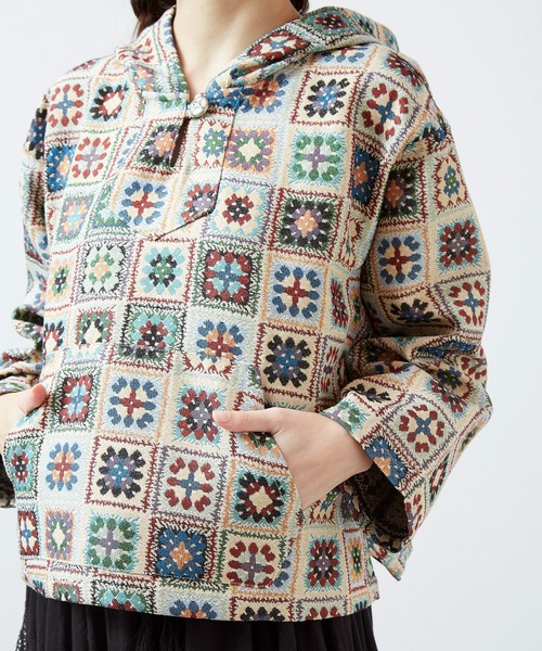 チャイハネ（チャイハネ）の「【チャイハネ】シェピフードトップス（パーカー・レディース・ホワイト/ブラック・FREE）」の8枚目の写真