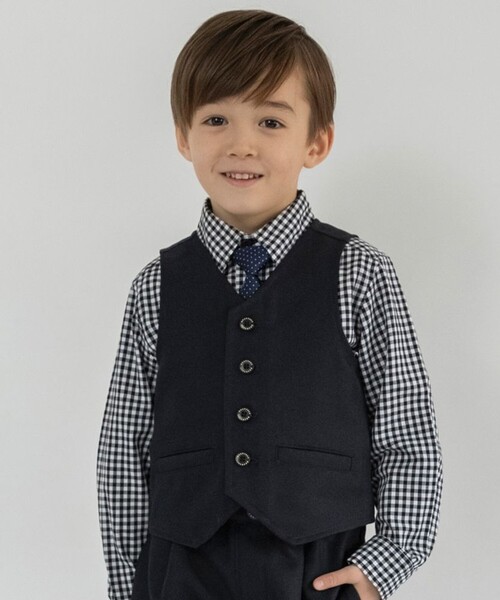 BRANSHES（ブランシェス）の「【フォーマル】ベスト（スーツベスト・キッズ・ネイビー/チャコールグレー・110/120/130）」の6枚目の写真