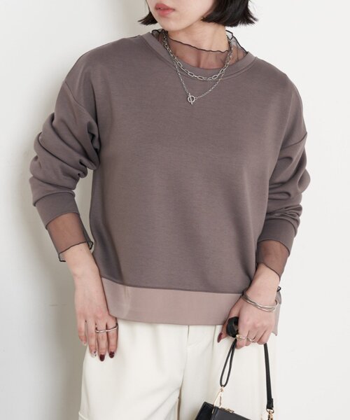 Jena espace merveilleux(ジェナ エスパスメルヴェイユ)の「Wファスナーダンボールプルオーバー(Tシャツ/カットソー・レディース・チャコールグレー/パープル/アイボリー・FREE)」の3枚目の写真