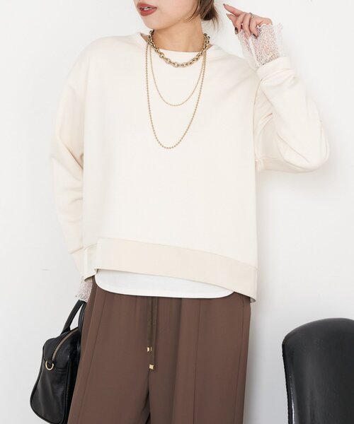 Jena espace merveilleux(ジェナ エスパスメルヴェイユ)の「Wファスナーダンボールプルオーバー(Tシャツ/カットソー・レディース・チャコールグレー/パープル/アイボリー・FREE)」の9枚目の写真