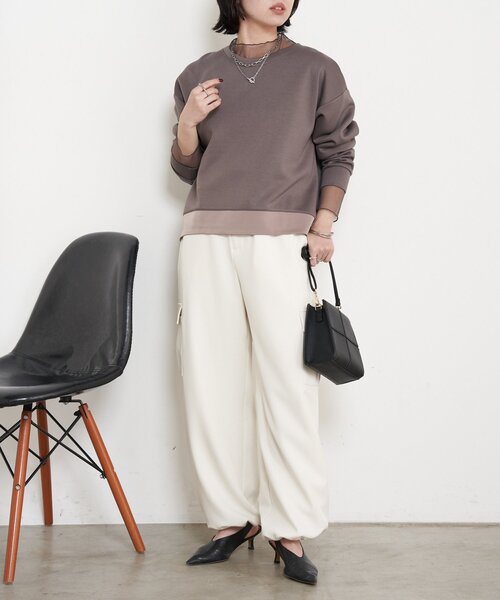 Jena espace merveilleux(ジェナ エスパスメルヴェイユ)の「Wファスナーダンボールプルオーバー(Tシャツ/カットソー・レディース・チャコールグレー/パープル/アイボリー・FREE)」の16枚目の写真