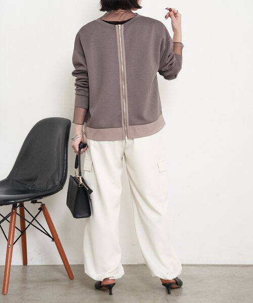 Jena espace merveilleux(ジェナ エスパスメルヴェイユ)の「Wファスナーダンボールプルオーバー(Tシャツ/カットソー・レディース・チャコールグレー/パープル/アイボリー・FREE)」の18枚目の写真
