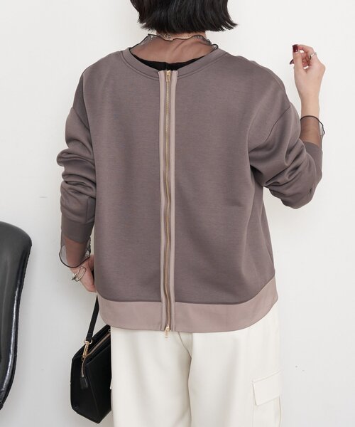 Jena espace merveilleux(ジェナ エスパスメルヴェイユ)の「Wファスナーダンボールプルオーバー(Tシャツ/カットソー・レディース・チャコールグレー/パープル/アイボリー・FREE)」の22枚目の写真