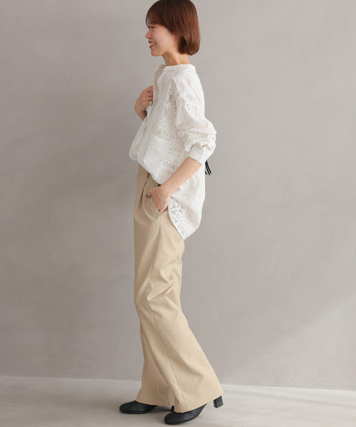 JOURNAL STANDARD relume（ジャーナルスタンダード　レリューム）の「《追加 / 新色》パッチワークレースシャツ（シャツ/ブラウス・レディース・ホワイト/ブラック・FREE）」の3枚目の写真