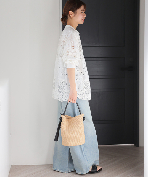 JOURNAL STANDARD relume（ジャーナルスタンダード　レリューム）の「《追加 / 新色》パッチワークレースシャツ（シャツ/ブラウス・レディース・ホワイト/ブラック・FREE）」の12枚目の写真