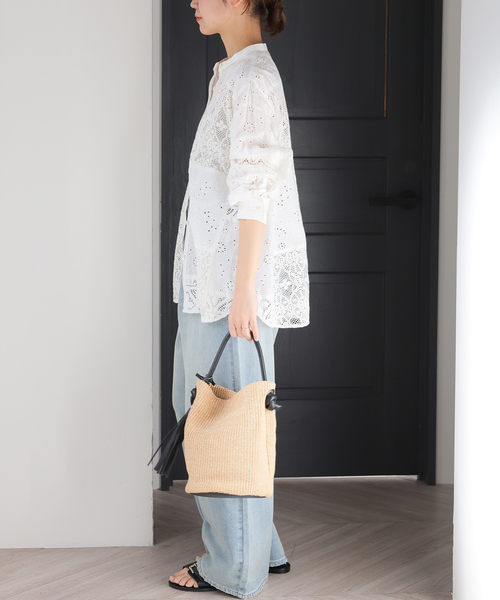 JOURNAL STANDARD relume（ジャーナルスタンダード　レリューム）の「《追加 / 新色》パッチワークレースシャツ（シャツ/ブラウス・レディース・ホワイト/ブラック・FREE）」の13枚目の写真