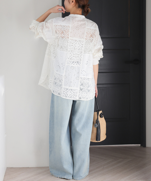 JOURNAL STANDARD relume（ジャーナルスタンダード　レリューム）の「《追加 / 新色》パッチワークレースシャツ（シャツ/ブラウス・レディース・ホワイト/ブラック・FREE）」の14枚目の写真